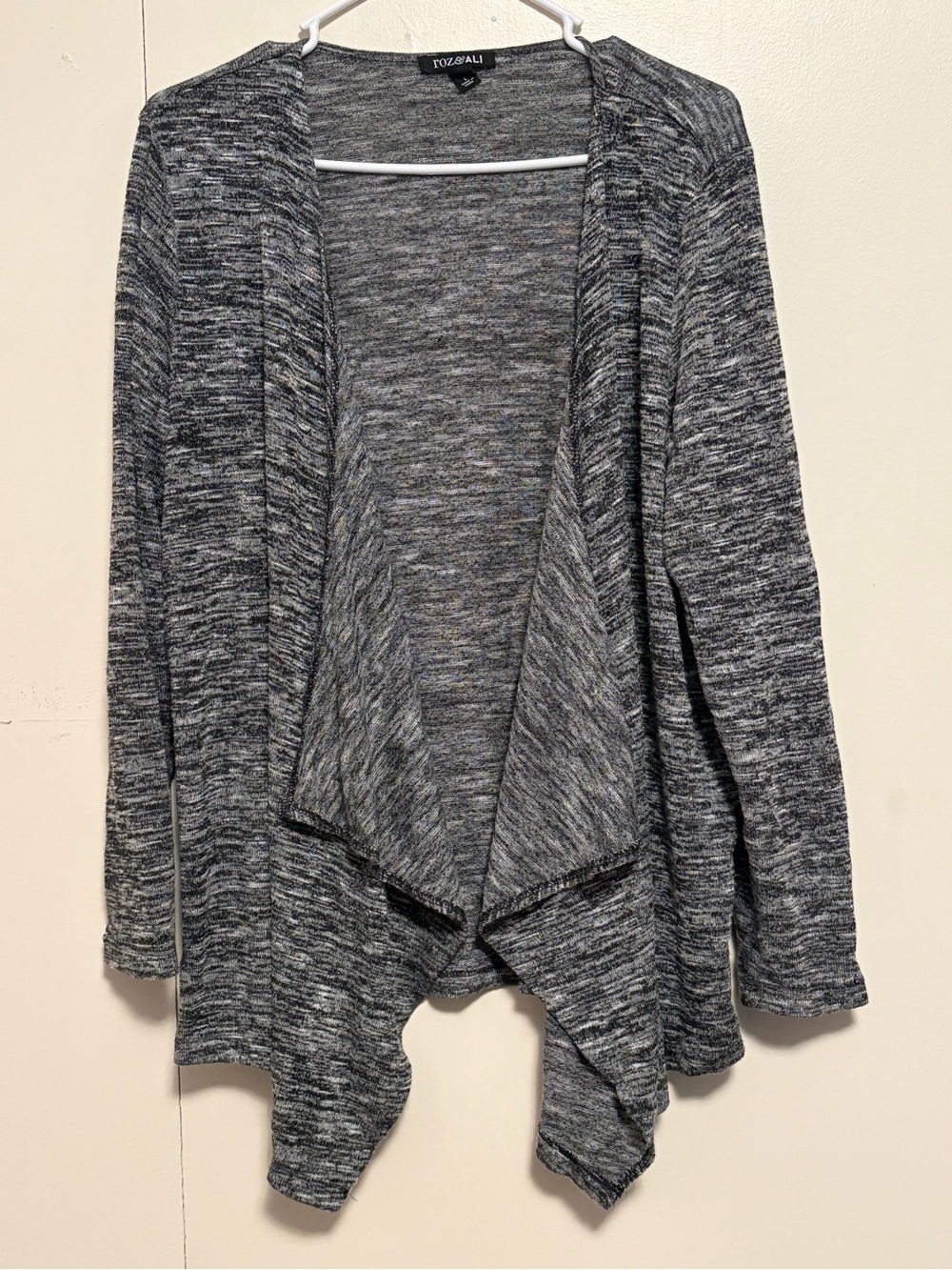 Roz & Ali Gray Marled Open-Front Waterfall Cardigan